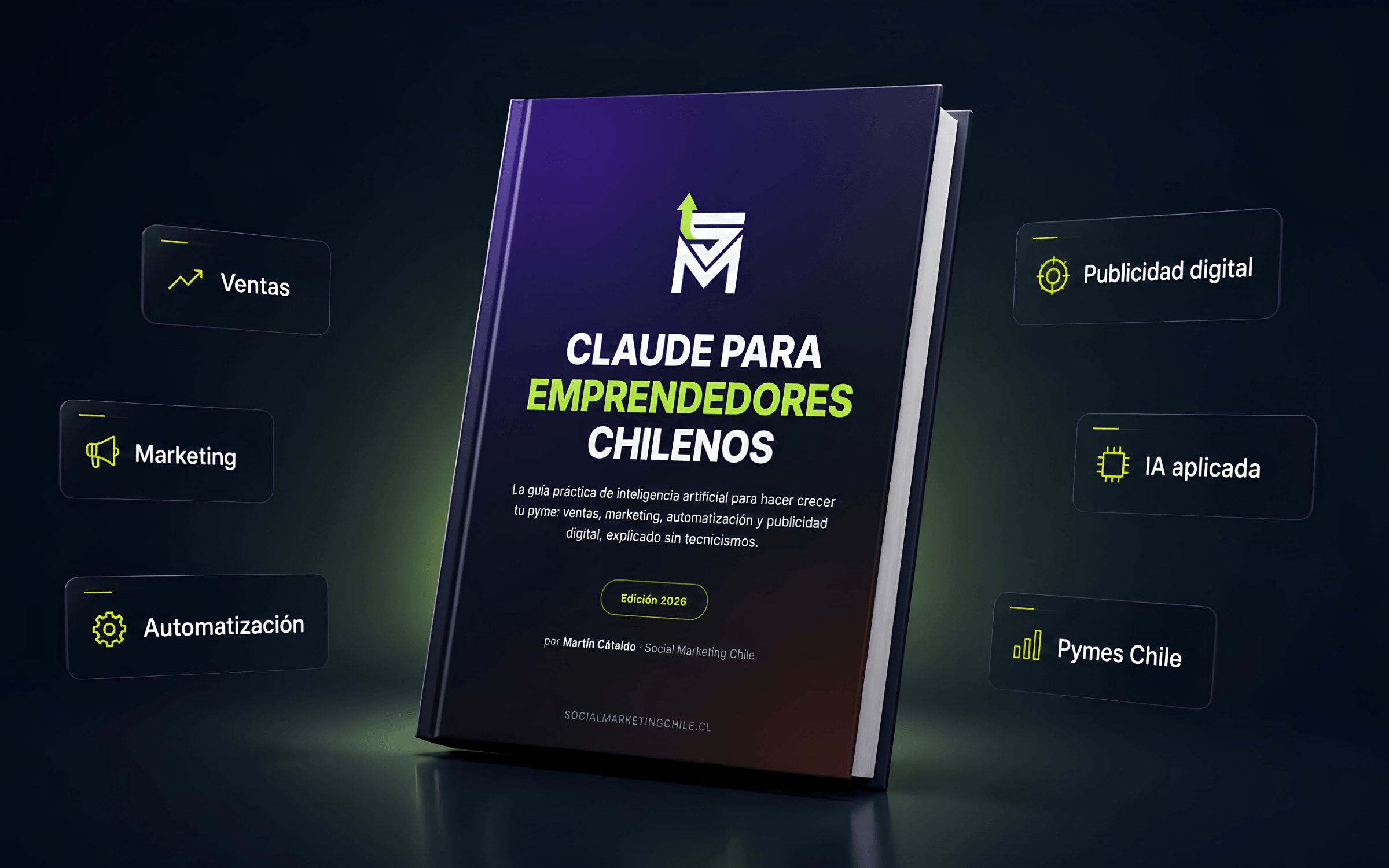 Mockup premium de la guía Claude para Emprendedores Chilenos